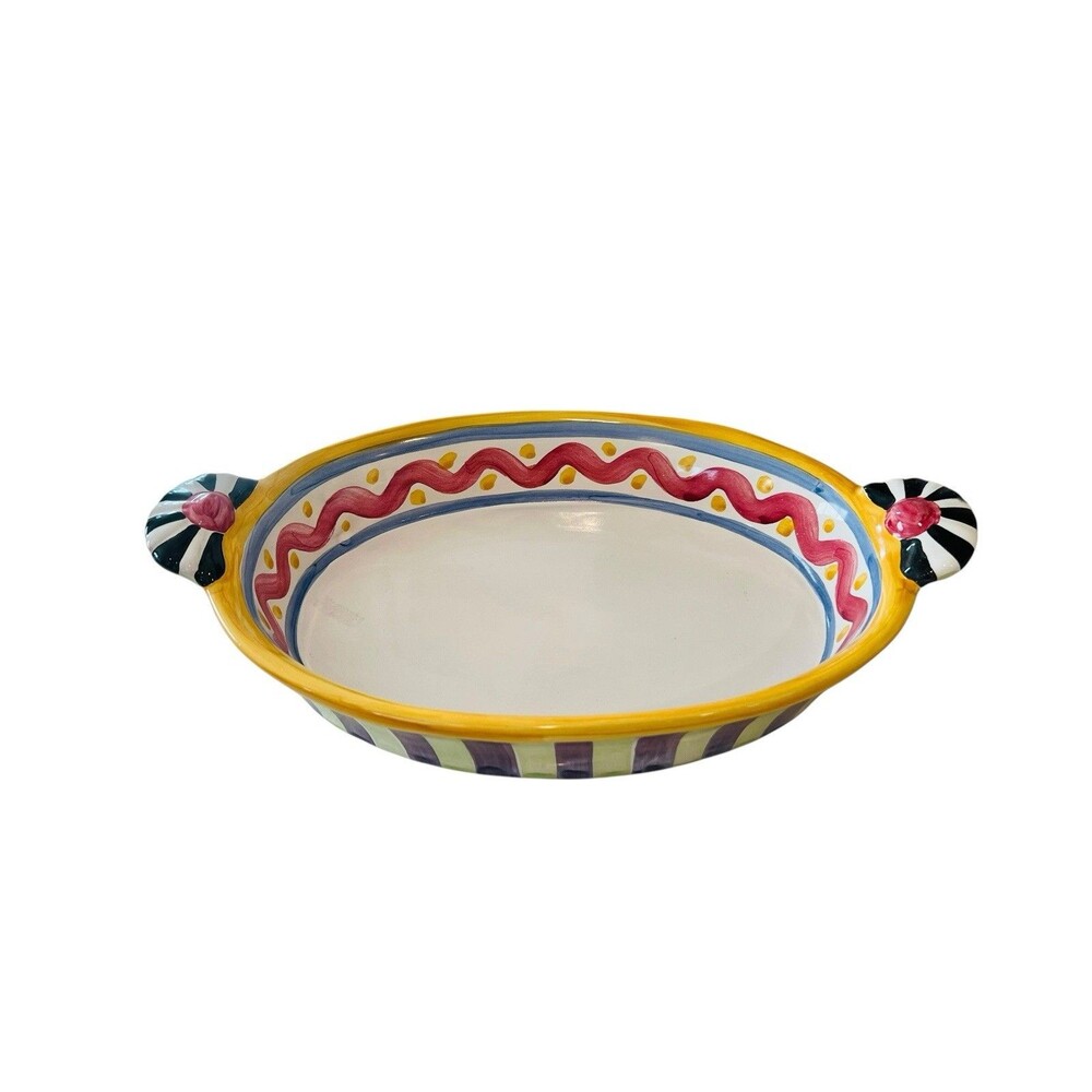 MacKenzie-Childs Piccadilly Au Gratin Baking Dish Retired Hand Painted 14”